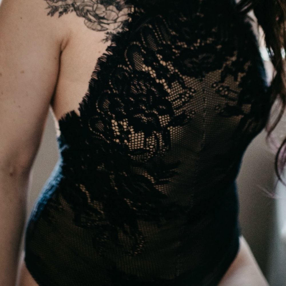 Free People Navy Blue Lace bodysuit
